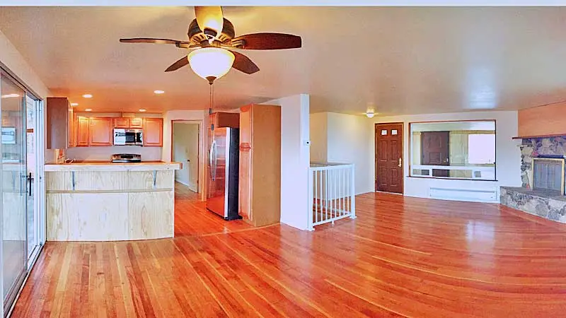 Renovated commercial office interior with open workspaces