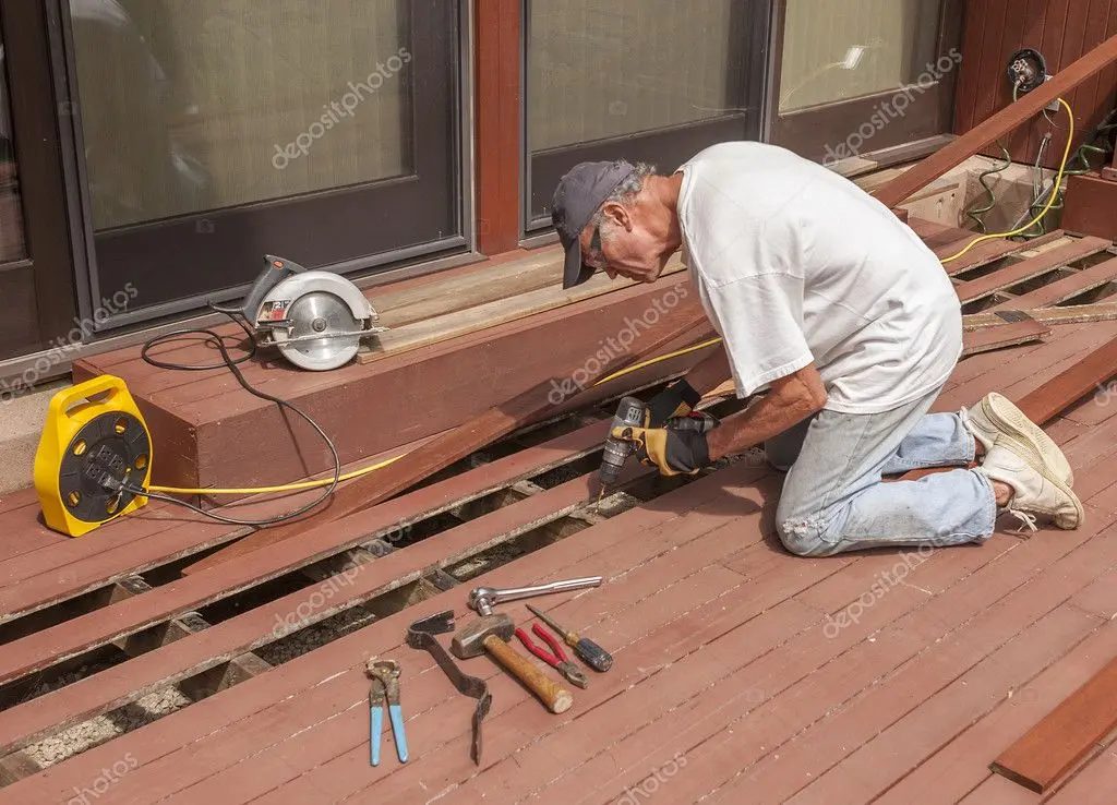 Repairs being made to an existing deck